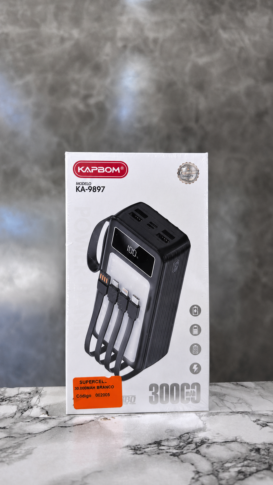 POWER BANK KAPOM 30000MAH KA9897 BRANCO